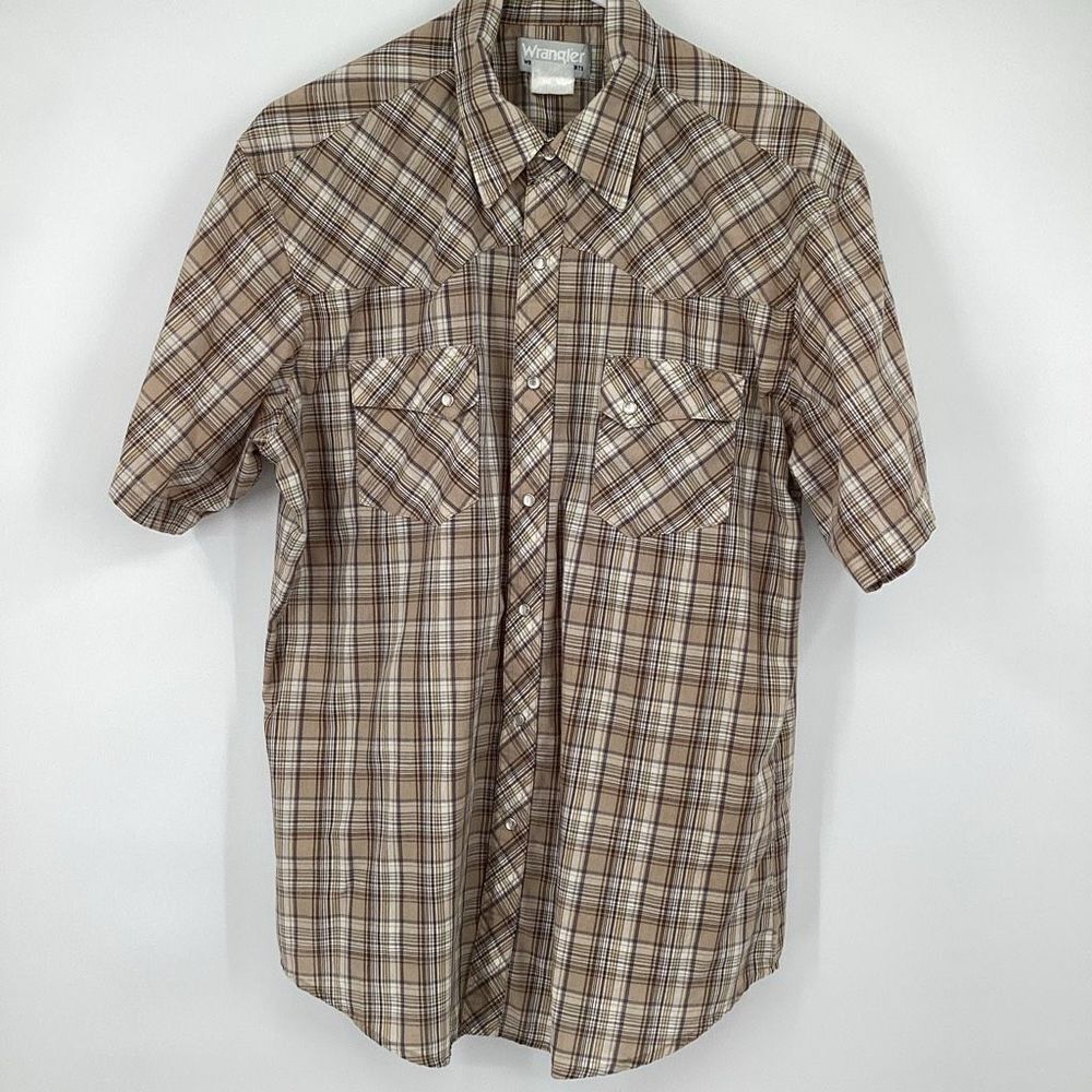 Mens Wrangler Wrancher Pearl Snap Short Sleeved Shirt large‎ western
